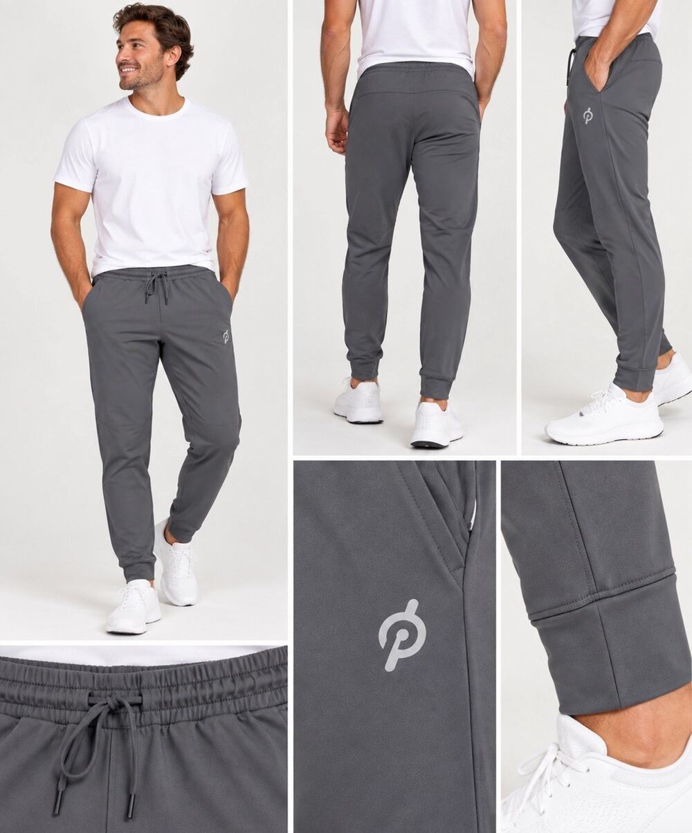 Peloton Men's Gray Jogger Pants XL Drawstring Pockets Stretch Tapered Leg